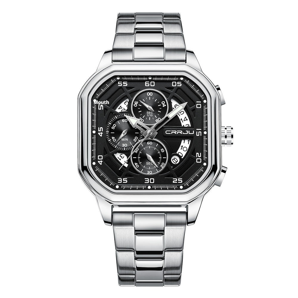 Waterproof Square Couples Multifunctional Calendar Steel-Strap Fashion Watch