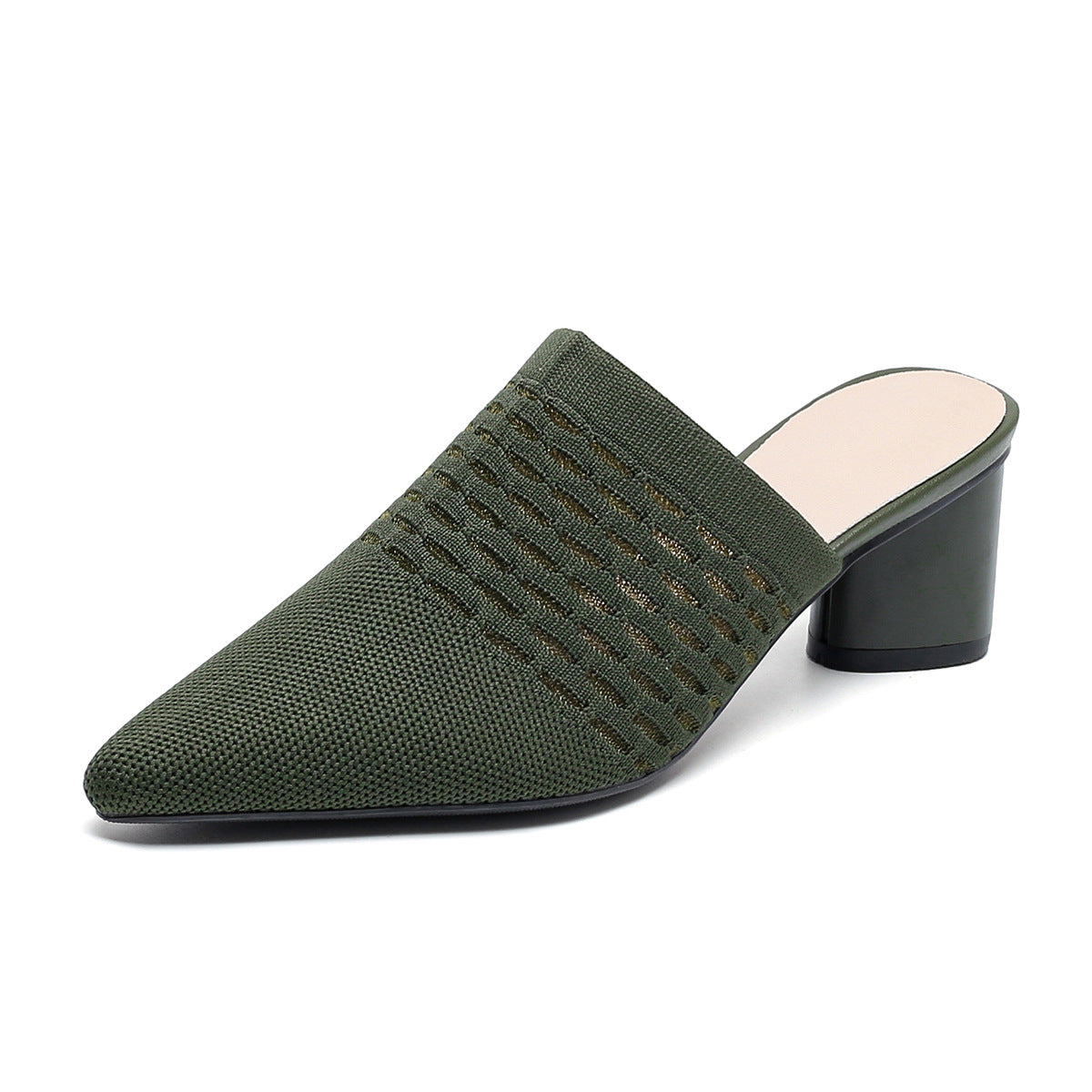 Pointed Toe Toe Cap Sandals Chunky Heel High Heels
