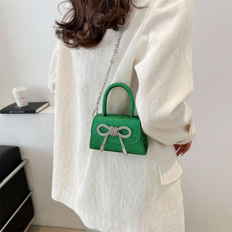 Simple Casual Bowknot New Fashion Korean Chain Personality Hand-carrying Crossbody Shoulder Small Square Bag