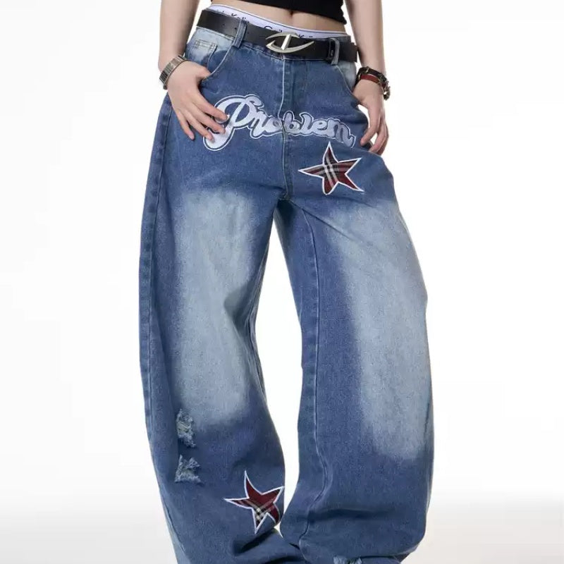Retro Street Hot Girl XINGX Printed Wide Leg Jeans For Women