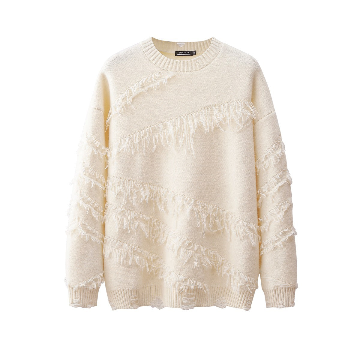 Design Sense Niche Vintage Kvast Sweater Mænd Og Kvinder Efterår Og Vinter Løs Dovne Smart Blød Klistret Smart Sweater