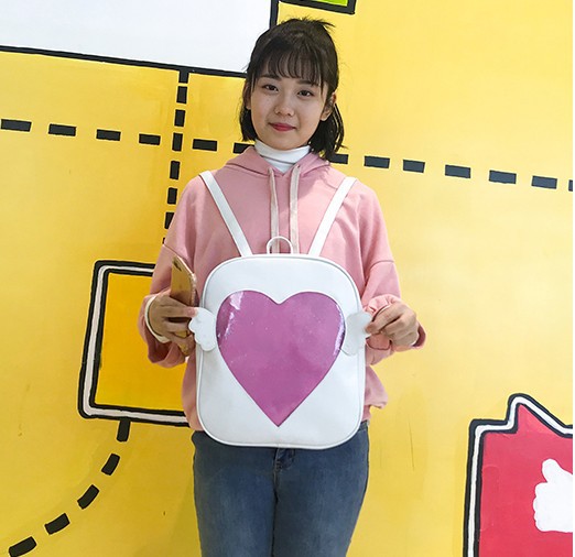 Transparent Cute Heart Window Soft Girl Backpack