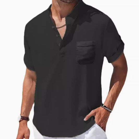 Loose Lapel Five-quarter Sleeve T-shirt