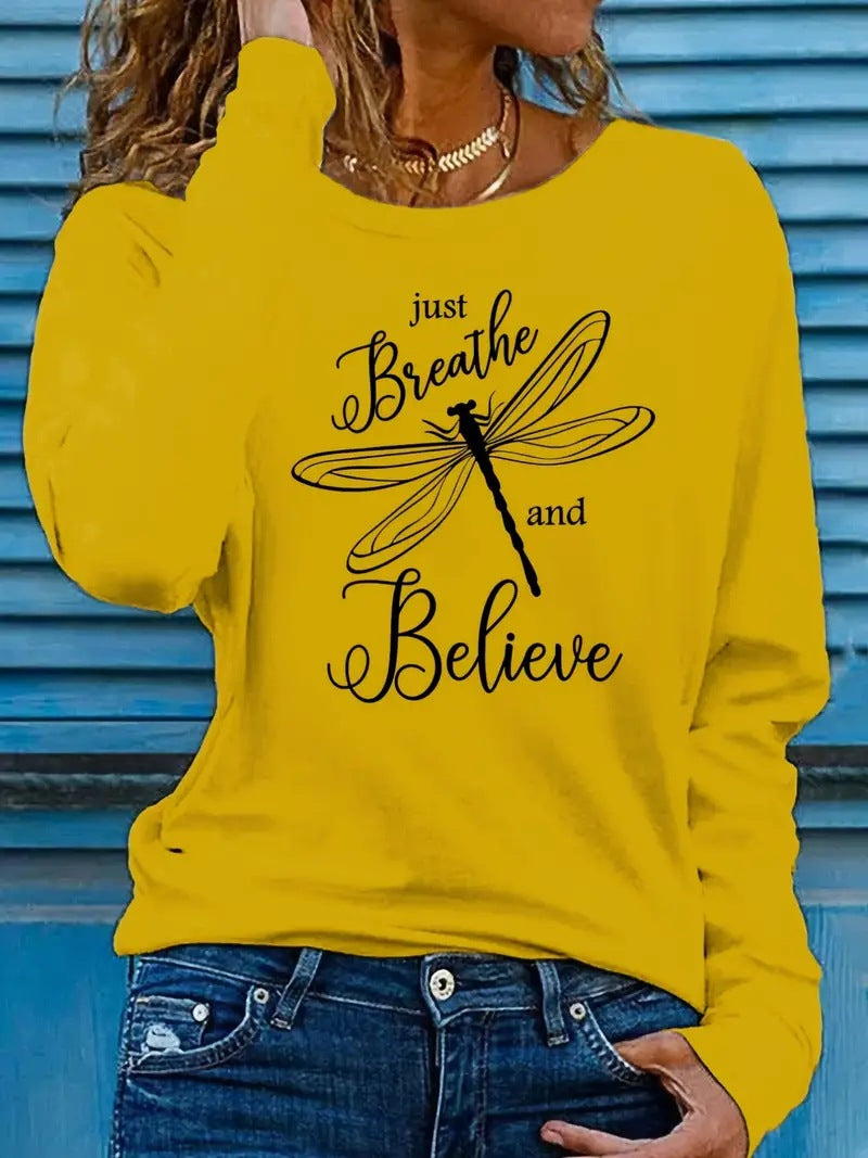 Dragonfly Long Sleeve Casual Women's Clothing