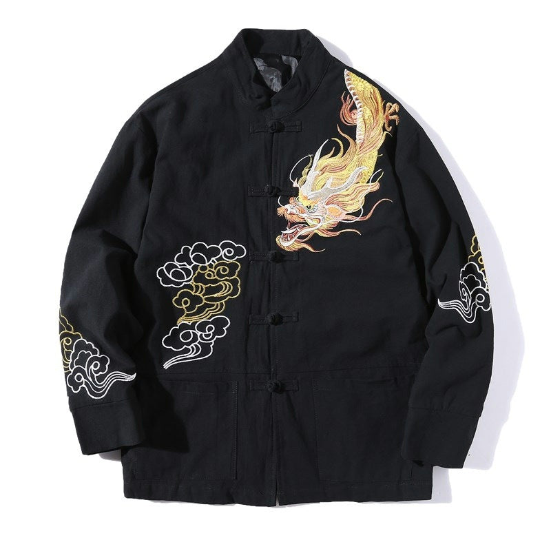 Men's Casual Embroidered Long Sleeve Jacket