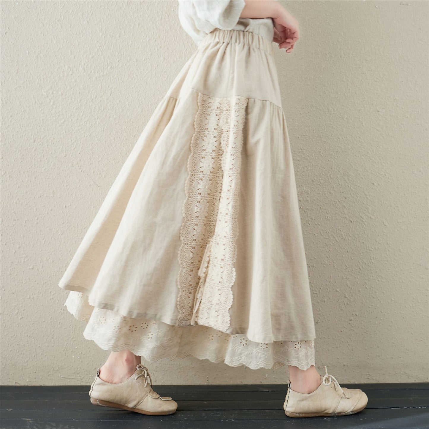 Half-length Skirt Heavy Duty Sen Women's Embroidered Elastic Waist Mid Length