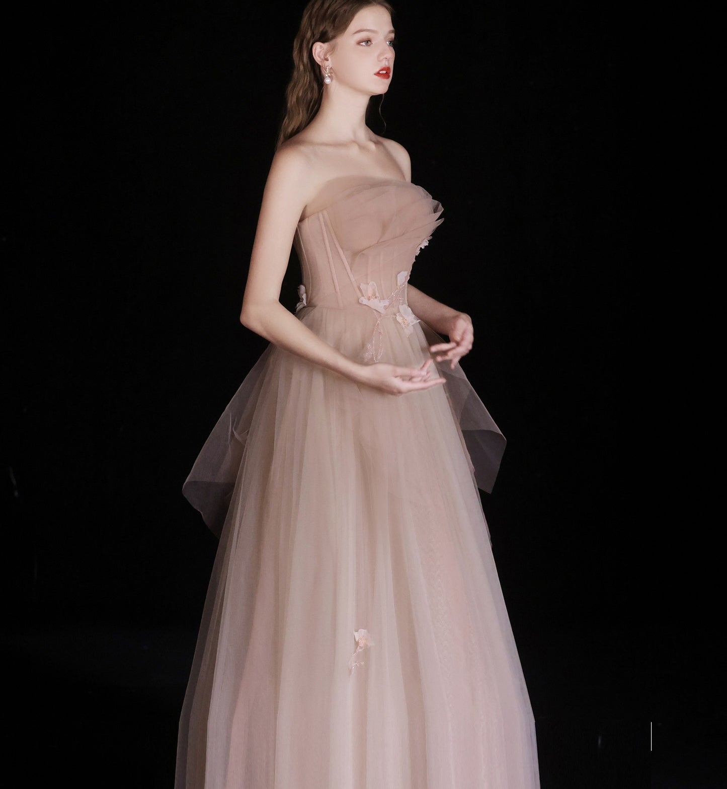 Bridal Wedding Dinner Tube Top Flower Dress For Women