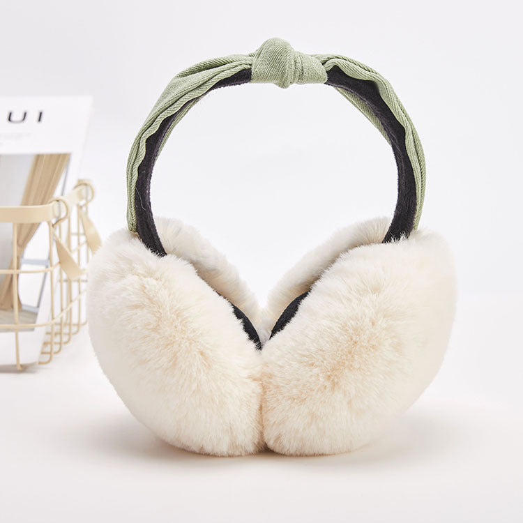 New Two-color Headband Folding Lazy Rabbit Fur Warm Earmuffs