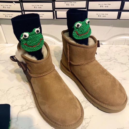 Small Frog Women's Socks In The Tube Fashion Green Tide Frog Socks