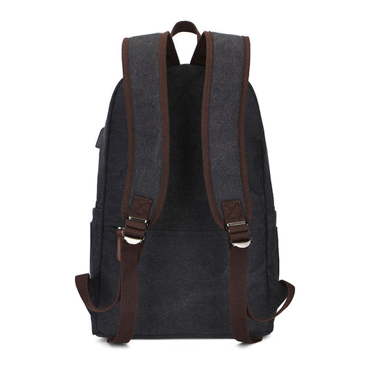 Canvas Backpack With USB Design Korean Portable