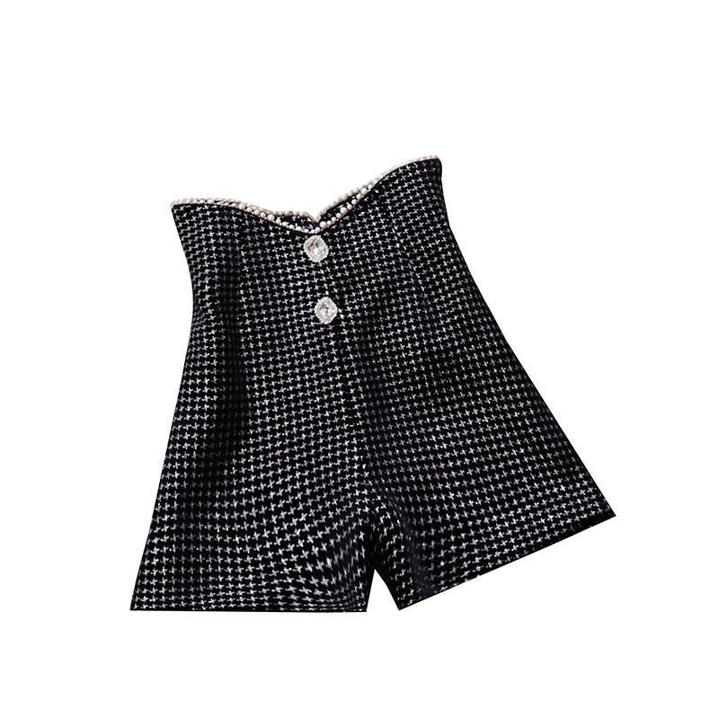 Women's Irregular Pearl High Waist Versatile Wide Leg Shorts