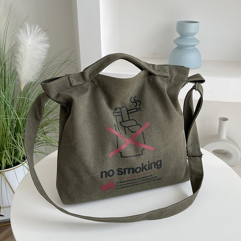 Large Capacity Casual Horizontal Thick Canvas Shoulder Bag For Men