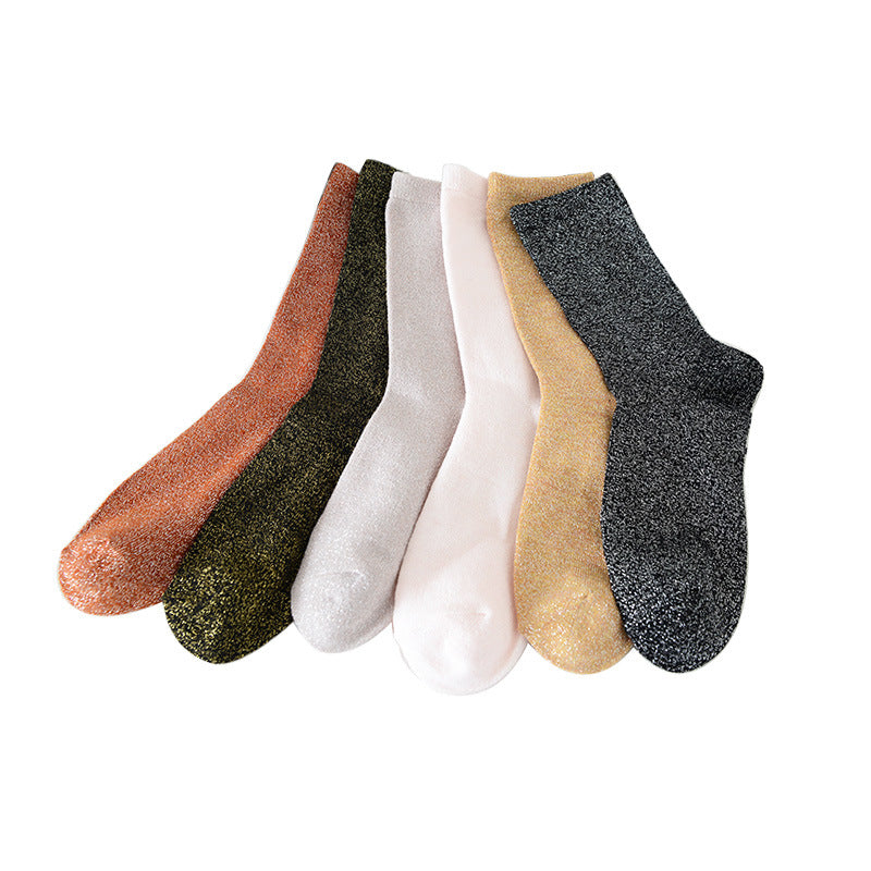Women's Solid Color Thin Breathable Japanese Lurex Socks