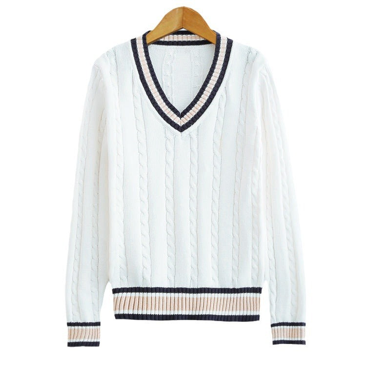 V-neck Pullover Long-sleeve Sweater For Men And Women
