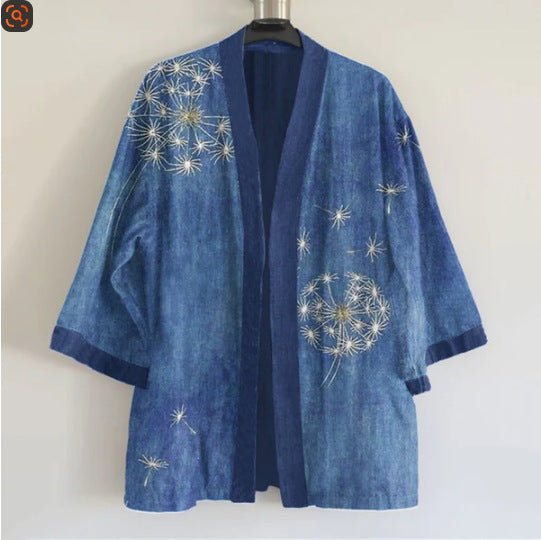 New 3D-printed Mens Japanese-style Retro Cardigan Top
