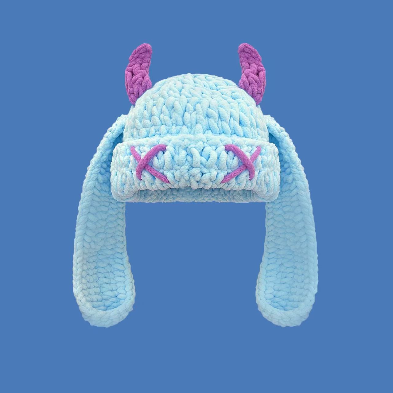 Japanese-style Sweet Dopamine Little Devil Knitted Hat For Women