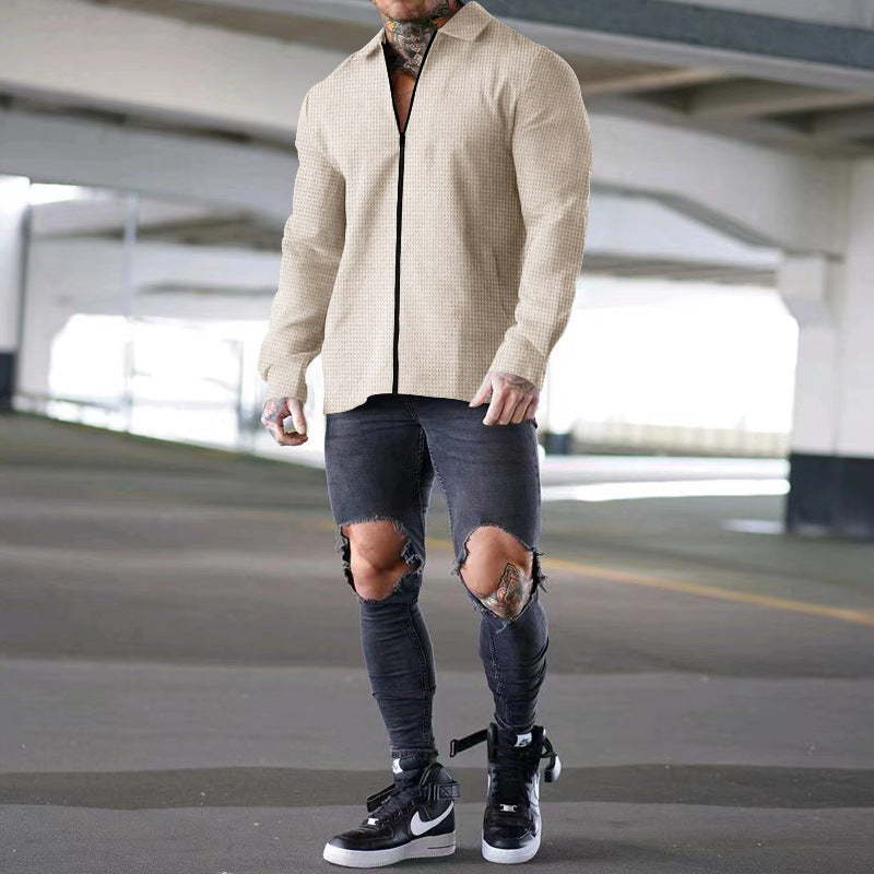 Summer Menswear Solid Color Long-sleeve Zipper