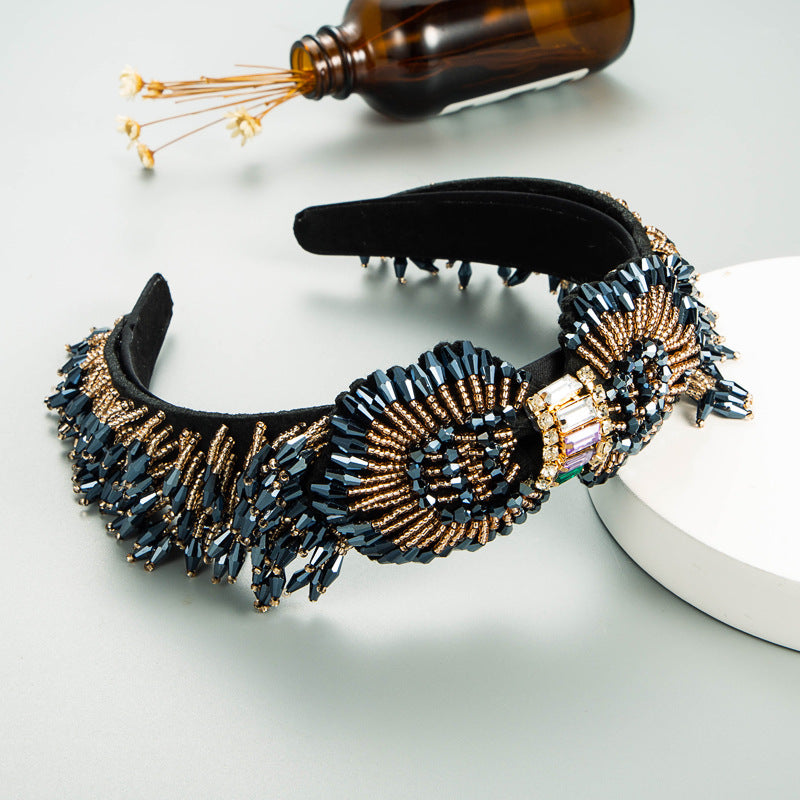 Baroque Crystal Fringed Headband With Wide Side