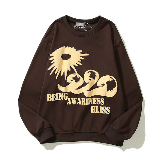 Hip Hop Foam Letter Crew Neck Sweater Casual