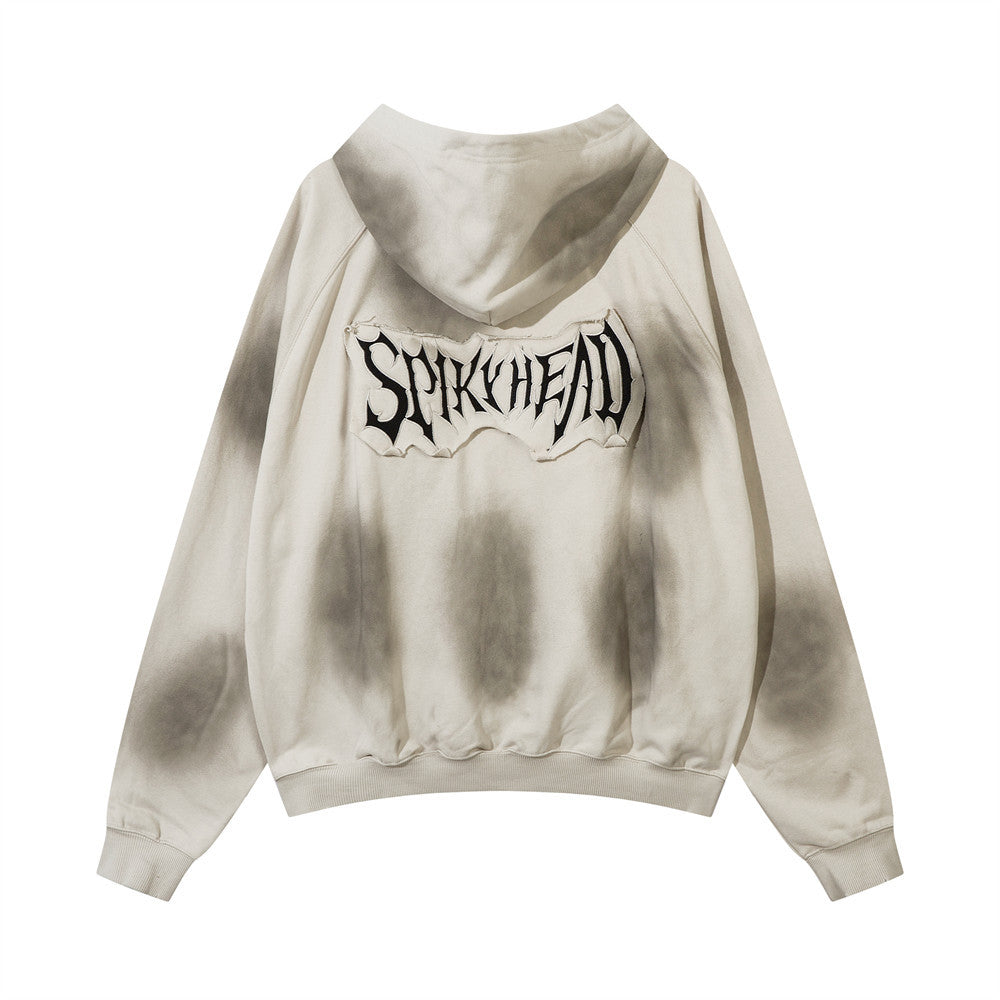 Spray Painting Dirty Hooded Coat For Men