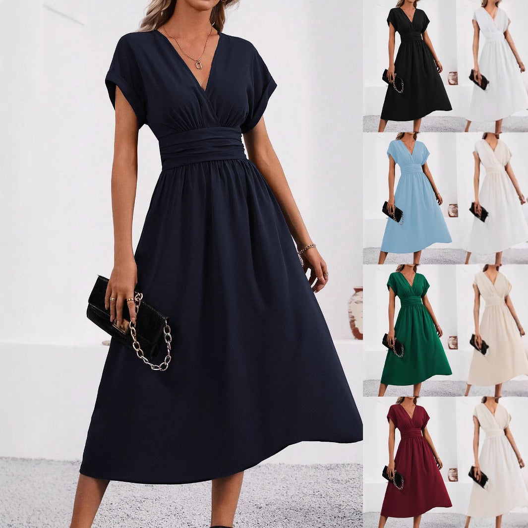 Elegant Solid-color Long Womens Dress