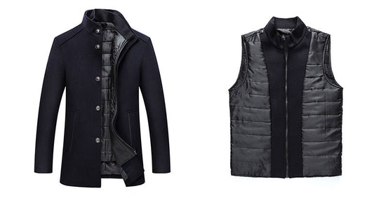 Solid Color Casual Men's Coat Woolen Overcoat