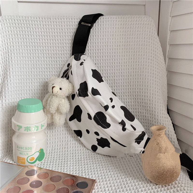 Vintage sense girl cow print canvas