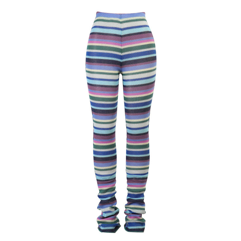 Women's Sports Fitness Pants  High Waist Knit Casual Niche Personality