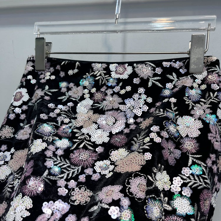 Niche Design Sequin Embroidery Inner Shorts Design Little Short Dress