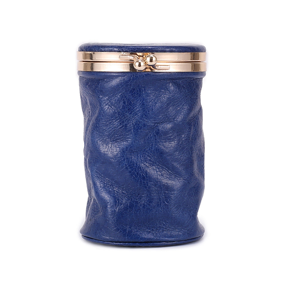 Cosmetic Bag Small Portable Retro Cute Genuine Leather