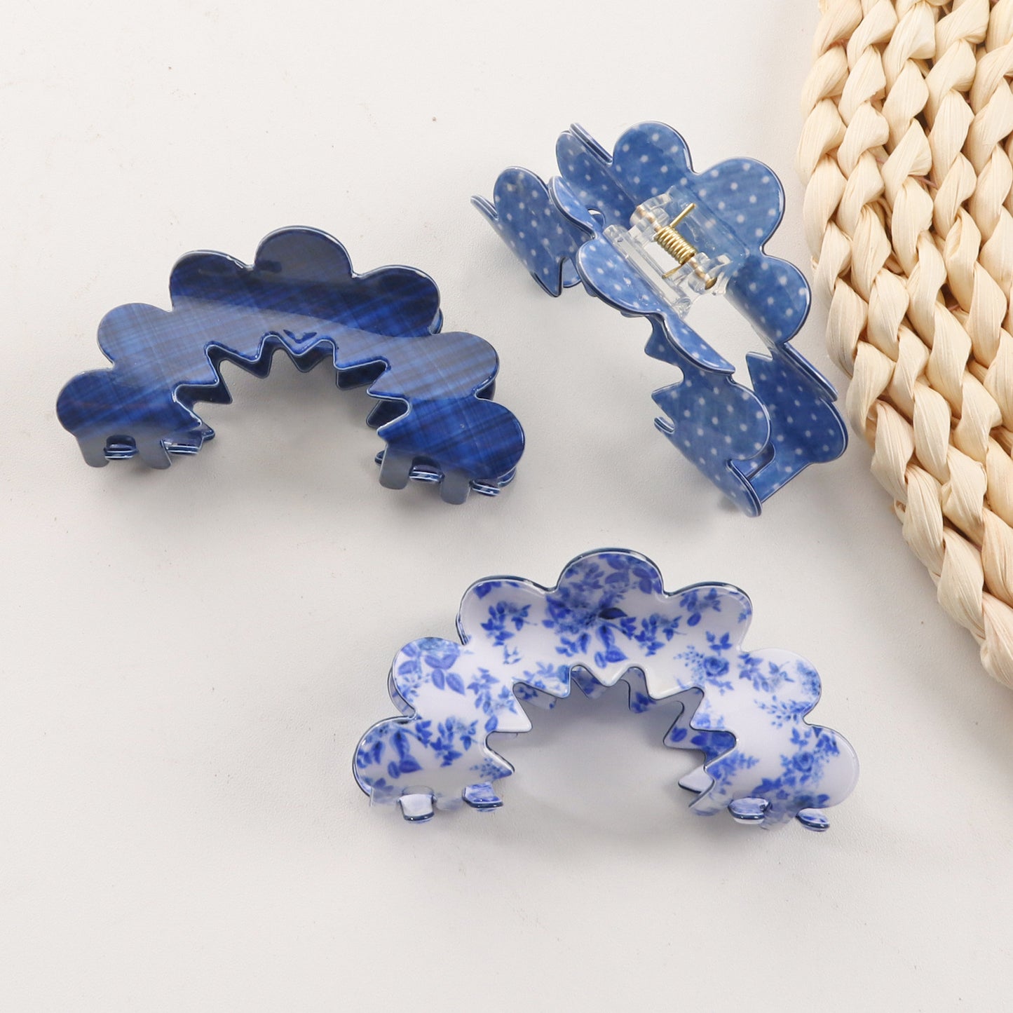 New Wave Grip Blue Series Pvc Barrettes Female Back Head