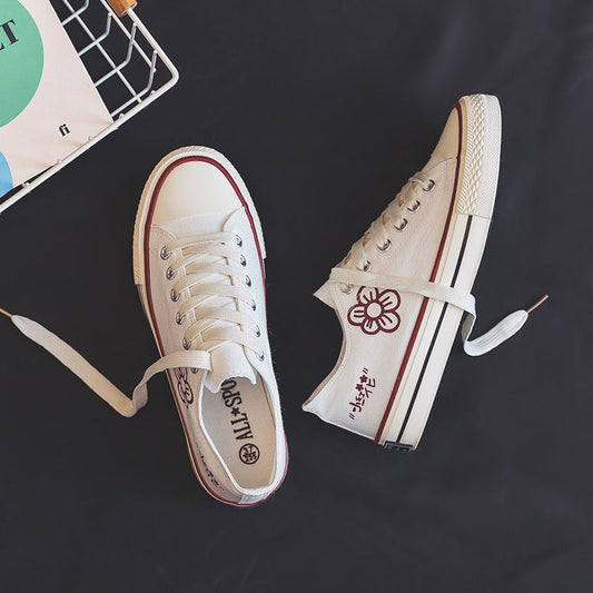 Women's Little Red Flower Canvas Shoes