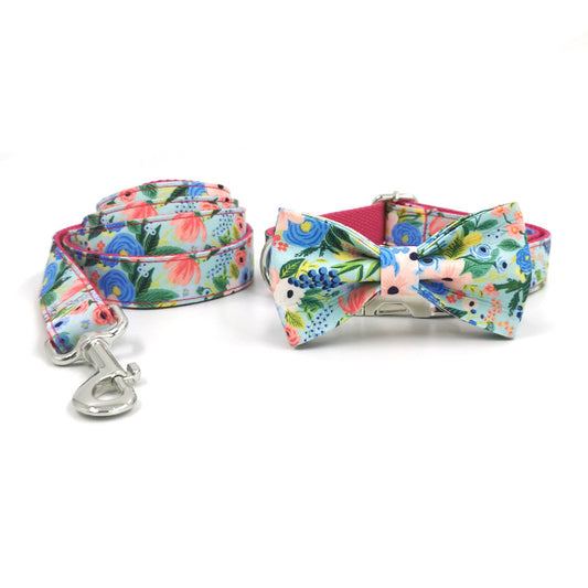 Printed Big Dog Leash Collar Pet Collar Bow Tie Suit