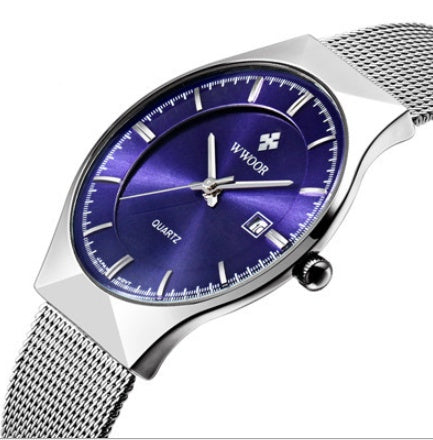 Watch men's net with quartz watch calendar waterproof simple men's watch