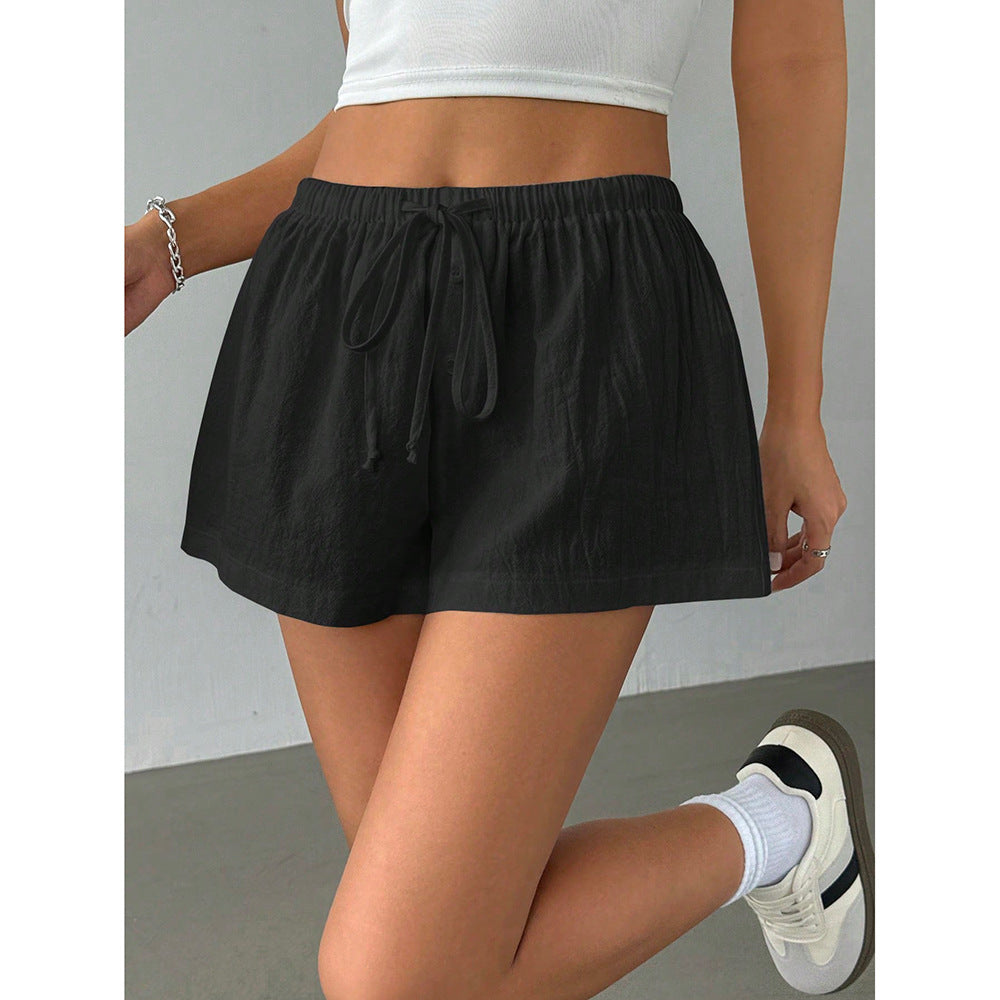 Moderne Stribede Elastiske Casual Shorts Hjemme Løse Slankende