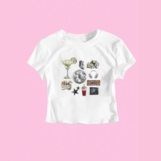 Womens Summer Casual T-Shirt With Metal Ball And Letter Print