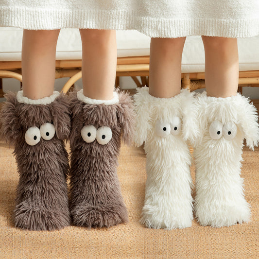 Thickened And Fleece Anti-slip Women's Plush Snow Socks And Shoe Covers
