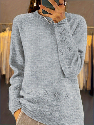 Solid Color Knitted Casual Top For Women