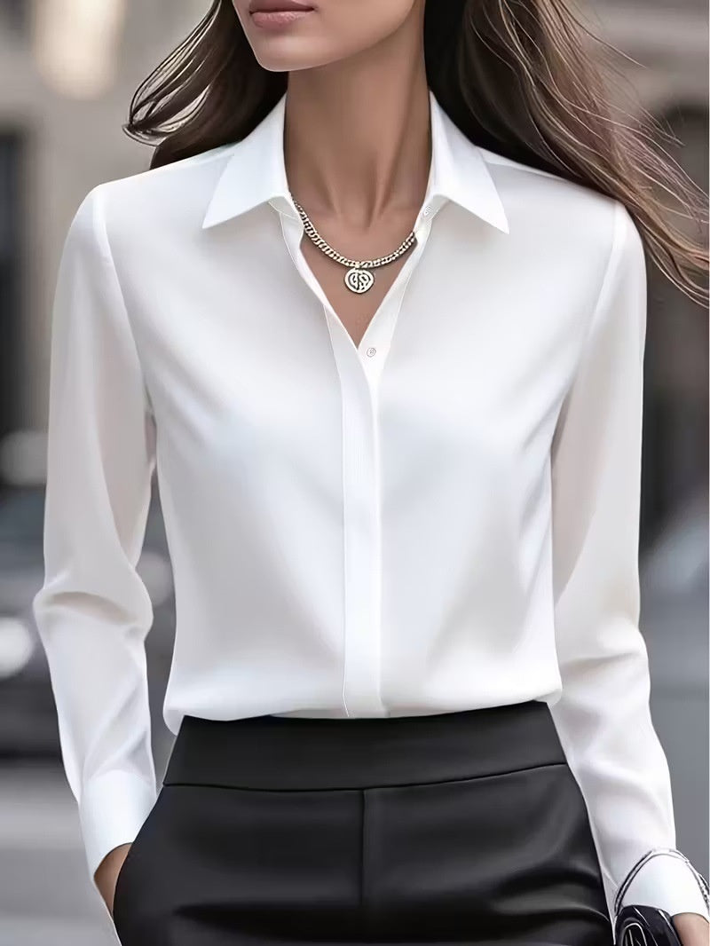 Long-sleeve Professional Formal Work Uniform Snap-button Shirt