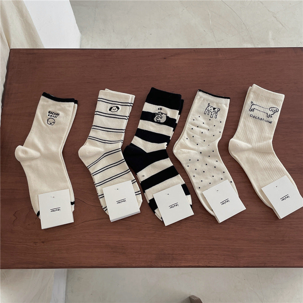Cute Repair Hook Embroidered Children Tube Socks Autumn College Style