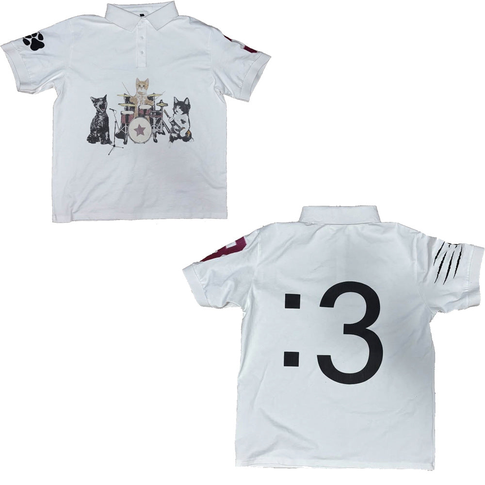Short-sleeved Polo Shirt T-shirt Printed Pattern Top