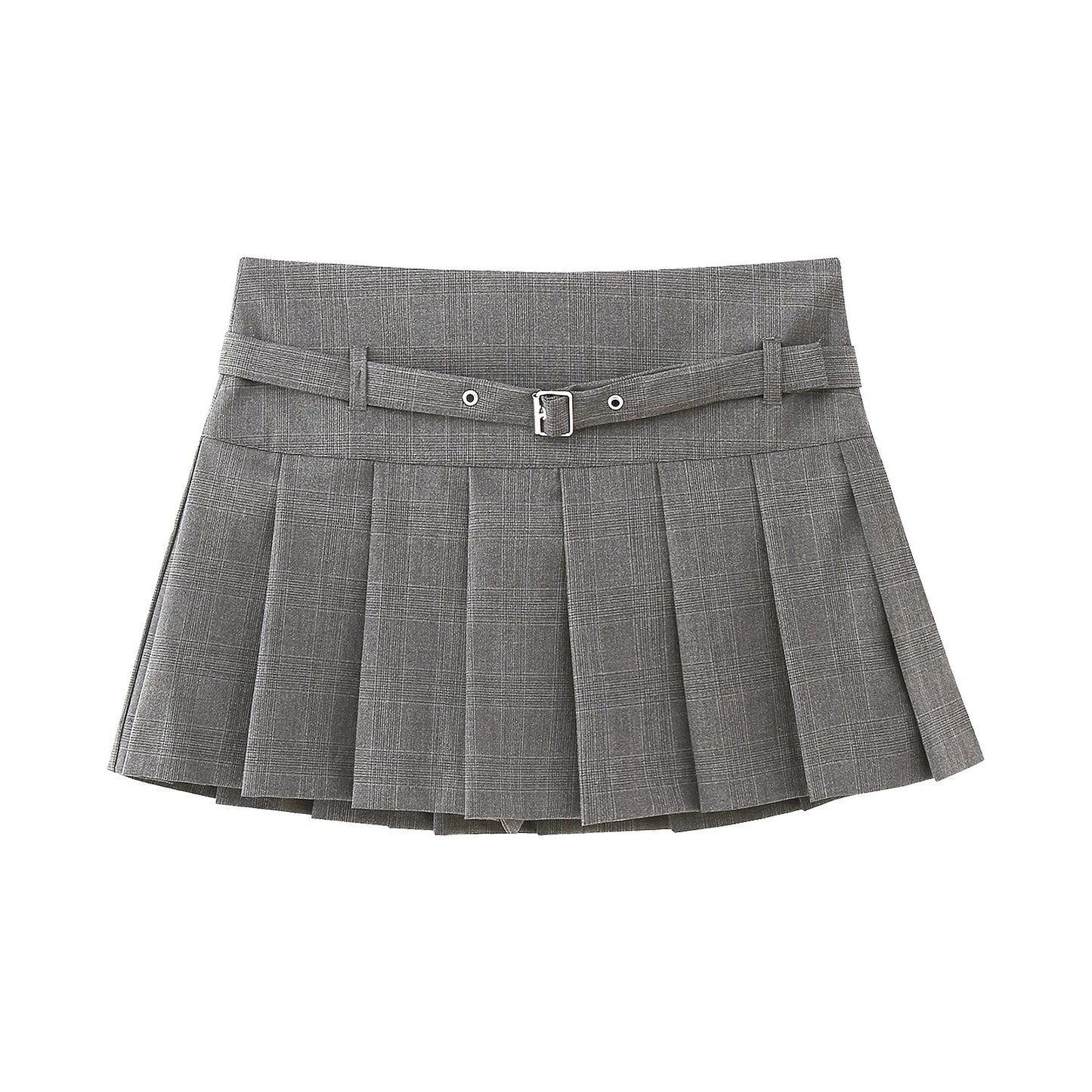 Low Waist Mini Plaid Casual Wide Pleated Culottes Skirt
