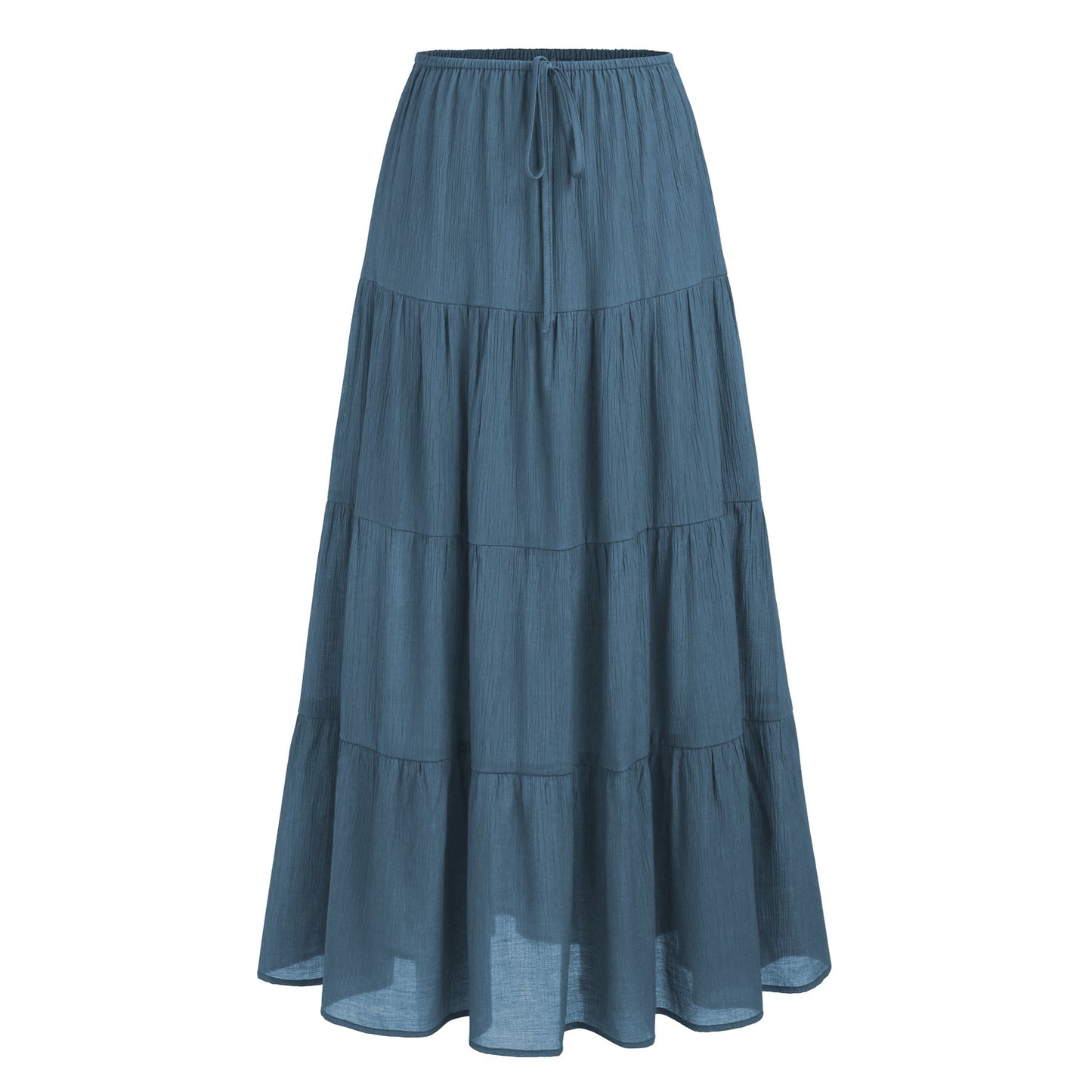 High-waisted Elastic-waist Tie-closure Loose-fit Patchwork Skirt
