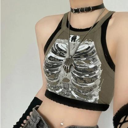 Printed Sleeveless Tank Top Goes With A Hottie Short T-shirt