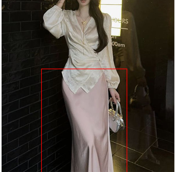 New Chinese-style V-neck Sophisticated Asymmetrical Top Paired With A Mermaid Skirt