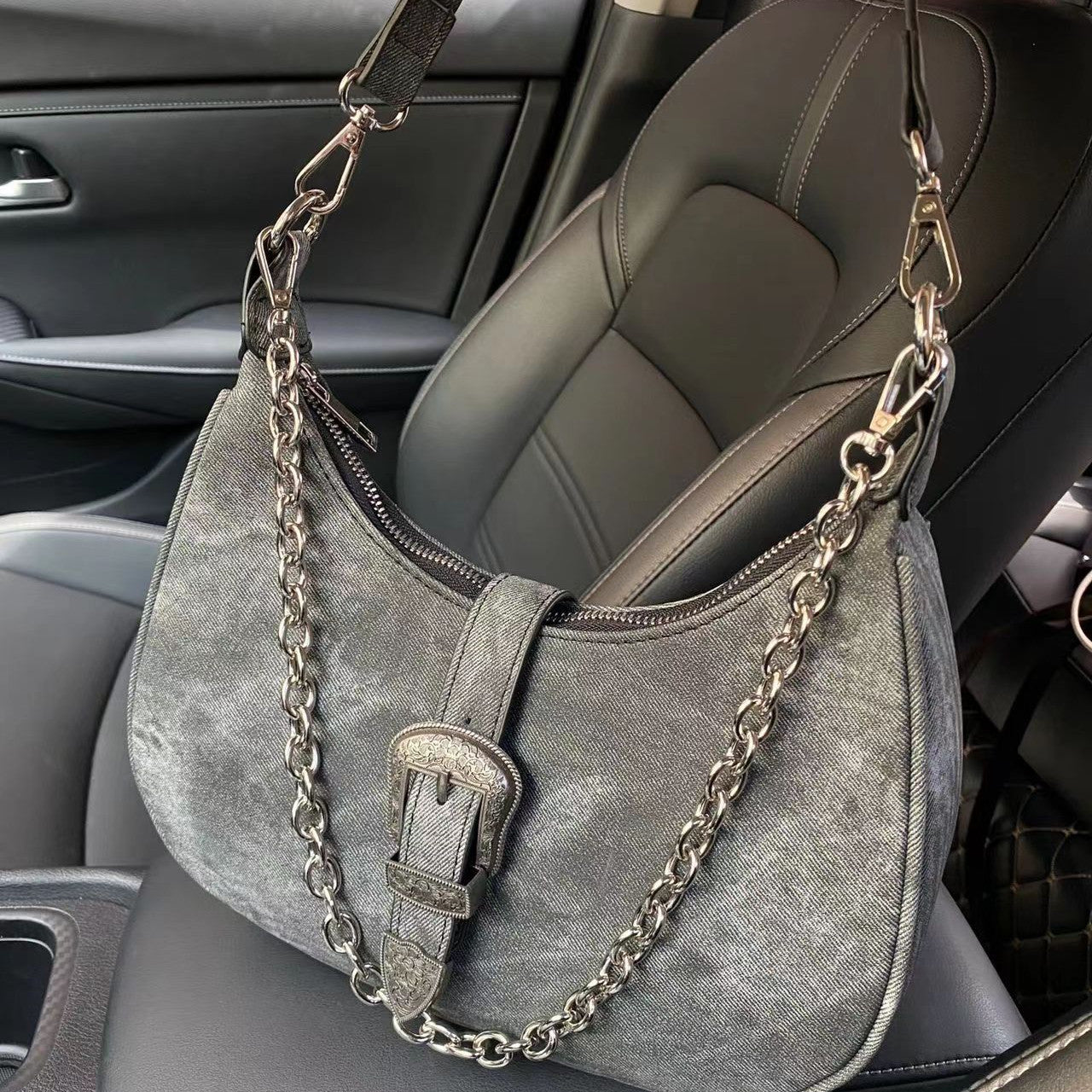 Niche Retro Chain Canvas Shoulder Bag Advanced Texture All-match Crossbody
