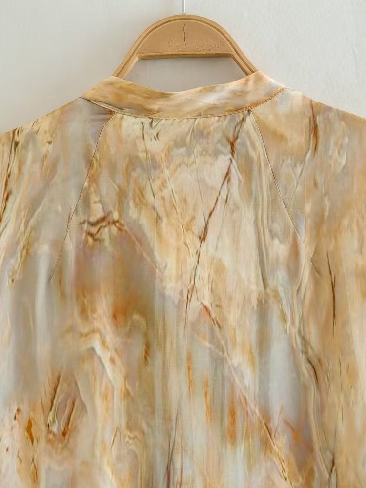 Fashion Simple Asymmetric Tie-dye Printed Shirt Straight-leg Pants Suit