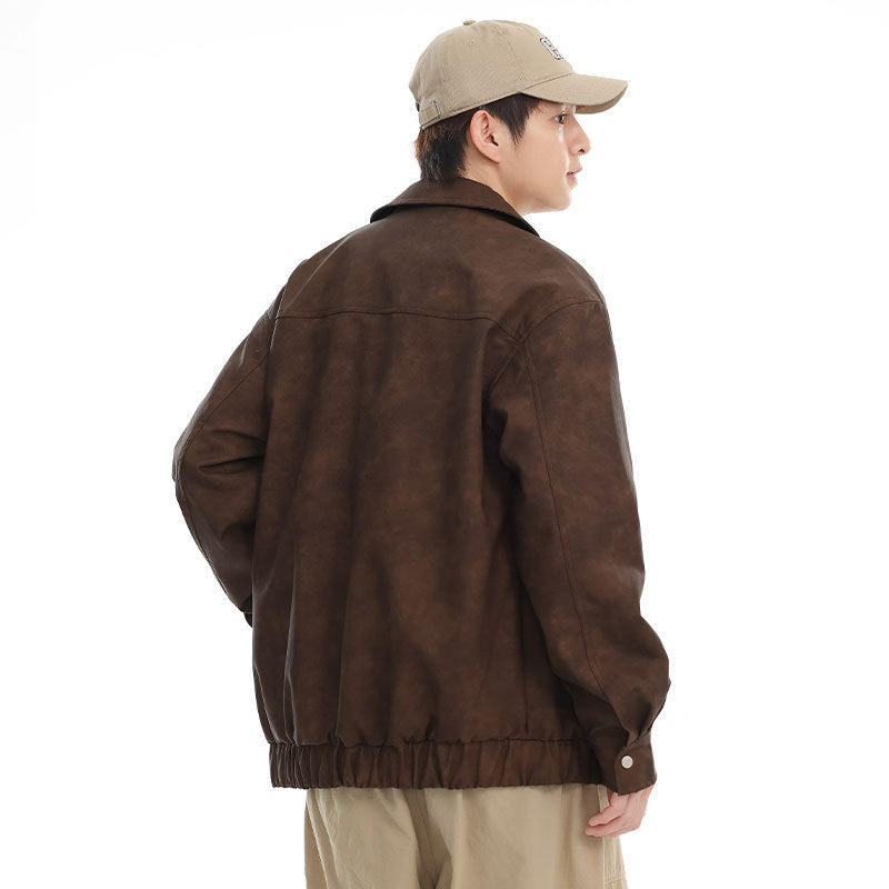 American Retro Pu Leather Coat For Men