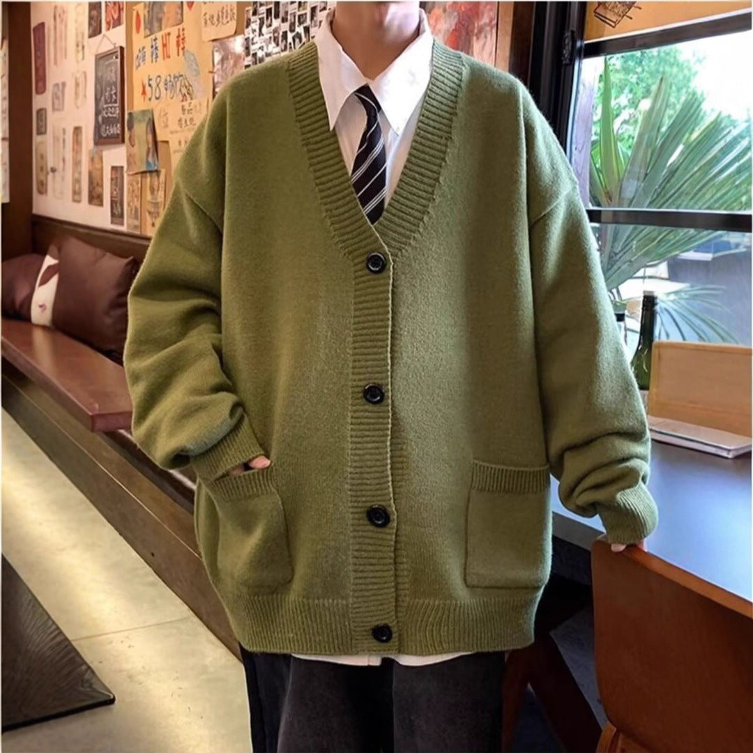 Cardigan i japansk, afslappet stil, løstsiddende, alsidig sweateroze