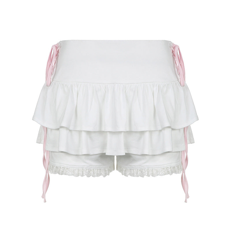 Sweet And Spicy Girl Pleated Tie Cake Skirt Trousers